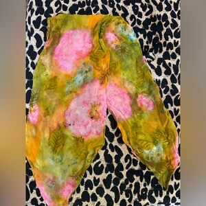 Vintage boho watercolor floral design scarf or headwrap